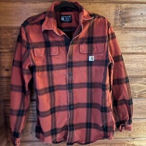 Carhartt Men's Rust and Black Plaid Shirt Jacket